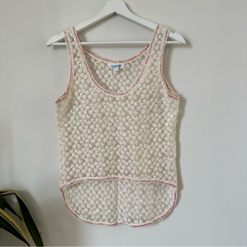 Poupette St. Barth Daisy Embroidered Cotton Tank Top Size S / 1